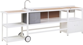 Outdoor-Küche 3er Set mit Spüle ORTISEI Metall Weiß