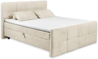 Stella Trading Tijuana 6 Boxbett 180x200 in Cord-Optik, Cream - Bequemes Doppelbett mit Bettkasten & Kaltschaum Topper - 182 x 112 x 225 cm (B/H/T)