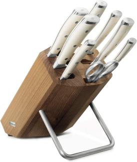 Wüsthof Messerblock 8-teilig, Classic Ikon Crème (1090470801), Design-Holzblock Buche, Kochmesser-Set weiß, 6 Küchenmesser, Wetzstahl, Schere