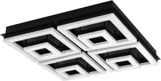 Eglo 99328 Deckenleuchte FRADELO 1 LED 48W Stahl, Kunststoff schwarz, Kristall klar L:52cm B:52cm H:9,5cm 3000K
