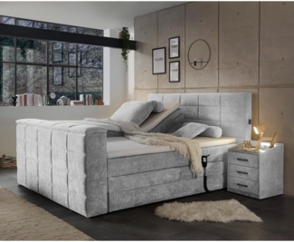 'DENVER 6' Boxspringbett 180x200 cm, silver