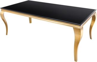 riess-ambiente Esstisch MODERN BAROCK 180cm schwarz / gold (Einzelartikel, 1-St), Küche · Opalglas · Edelstahl · eckig