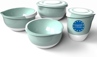 BigDean 4 Stück Rührschüssel mit Deckel & Spritzschutz lebensmittelecht & spülmaschinengeeignet – Made in Europe
