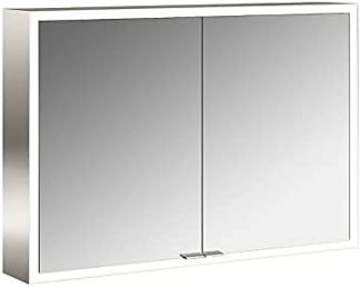 Emco asis prime Lichtspiegelschrank, Aufputzmodell, 2 Türen, mit Lichtpaket, 1000mm, Ausführung: Gehäuse Aluminium - Rückwand weiß - 949706183