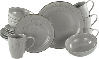 CreaTable Kombiservice Nature Collection, Kombi-Service 16-tlg (16-tlg), 4 Personen, Steinzeug, Handwerklicher Look, Vintage