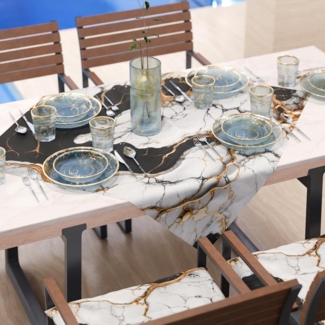 PETTI Artigiani Italiani - Moderne Tischdecke mit schwarzem Marmoreffekt, Mitteldecke für die Küche, 90x90 cm, 100% Made in Italy