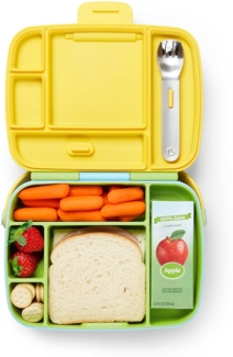 Munchkin Bento Brotdose für Babys & Kleinkinder | Brotdose mit geteilten Fächern | Baby & Kinder Brotdose | 5-fächriges Behälter | Kinderbetreuung & Schulbrotdose mit Besteck | Grün