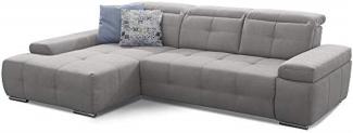 Cavadore Eckcouch Mistrel mit verstellbaren Kopfteilen, Ecksofa mit leichter Fleckentfernung dank Soft Clean, geeignet für Haushalte mit Kindern, Haustieren, 273 x 77 x 173, hellgrau