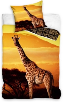 Carbotex Bettwäsche Giraffe - Wende-Bettwäsche-Set, 135x200 & 80x80, Baumwolle, 100% Baumwolle