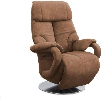 CAVADORE TV-Sessel Istanbul / Fernsehsessel mit manuell verstellbarer Relaxfunktion / 80 x 115 x 79 / Lederoptik: Cognac