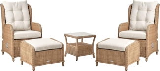 Lounge Set mit Tisch und Ottomane 2-Sitzer PONZA Polyrattan Braun