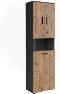 Vicco Hochschrank Anthrazit/Artisan 50x172 cm mit Wäschkorb, Irma