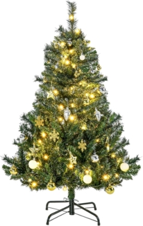 HOMCOM Künstlicher Weihnachtsbaum Tannenbaum mit Deko 80 LEDs 307 Spitzen, Tannen, 75 x 120 cm (BxH), grün