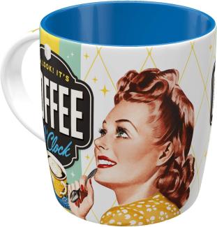 Nostalgic Art Retro Kaffee Becher Say it 50's Coffee O' Clock, Lustige große Retro Tasse mit Spruch, Geschenk Idee für Vintage Fans, 330 ml