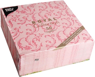50 Servietten "ROYAL Collection" 1/4-Falz 40 cm x 40 cm rot "Damascato"