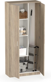 Muebles Pitarch | Mehrzweckschrank mit 2 Türen für Reinigung, Küchen, Galerien, 4 Fächer, EIN Verstellbarer Regalboden, 180 x 80 x 35 cm (Höhe x Breite x Tiefe), Eiche Cambrian, Tibet Kollektion