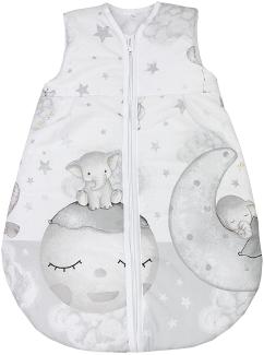 TupTam Baby Ganzjahres Schlafsack Ärmellos Wattiert, Farbe: Mond mit Elefant/Grau, Größe: 104-110