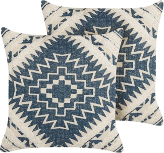 Kissen 2er Set Geometrisches Muster SAFI Baumwolle 50 x 50 cm Kupfer