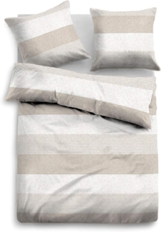 Tom Tailor Melange-Flanell Bettwäsche "STREIFEN QUER" TAUPE 155x220 cm