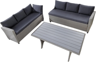 riess-ambiente Sitzgruppe MONACO 240cm anthrazit / grau, (Set, 1-tlg), Gartenmöbel · wetterfeste Ecklounge inkl. Tisch · Outdoor · Design