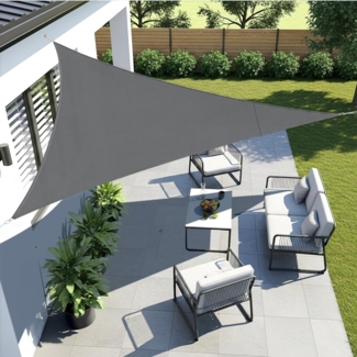 LOVE STORY Sonnensegel Wasserdicht 4 x 4 x 4 m Dreieckig PES Polyester Sonnenschutz Windschutz Balkon Terrasse 95% UV-Schut,für Balkon Garten,Anthrazit
