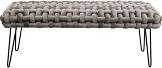 Kare Design Bank Weave, Schwarz Order Grau, Samt, 34 cm Sitzhöhe, Flechtstruktur, Sitzbank, Polsterbank, Schlafzimmer, Flur, 45x128x50 cm (H-B-T)