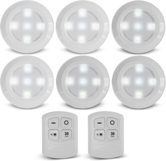 EAXUS LED Unterbauleuchte LED Lampe Batteriebetrieben mit Fernbedienung und Timer, Dimmbar (100%/50% Leuchtkraft), 30 Minuten Timer, LED fest integriert, Neutralweiß, Selbstklebend