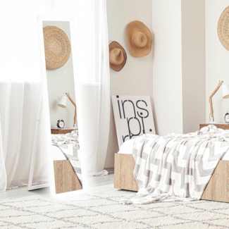 HOMCOM Standspiegel 40 x 160 cm, mit LED Lichte, Touch-Steuerung (Wandspiegel, 1-St, Ganzkörperspiegel), für Schlafzimmer, Wohnzimmer, Weiß