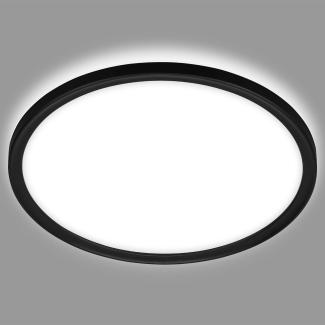 BRILONER Leuchten – LED Bad Deckenleuchte mit Backlight, IP44 LED Badezimmerlampe, ultraflach, neutralweißes Licht, Schwarz, 290x35 mm (DxH)