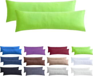 NatureMark 2er Pack Jersey Kissenbezug Kissenhülle Kissenbezüge Seitenschläferkissen Nackenkissen viele Größen und Farben ÖKO-TEX (40 x 145 cm (Seitenschläfer/Stillkissenbezug), Apfel grün)