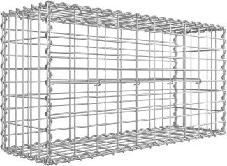 Gabionenkorb,100 x 50 x 30 cm, Metall-Steinkorb mit 5 x 10 cm Maschenweite für Mauersteine, verzinkt, Steingabione Mauer,silber GGB153