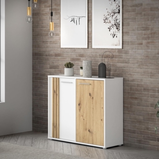 CARDIGAN Kommode, Weiß/Artisan Eiche, 2 Türen