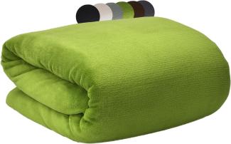 Beautissu Aurelia Corall Fleece Decke Grün, 240x220 cm