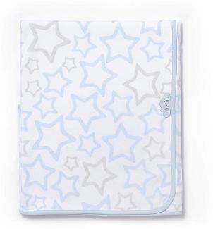 Ti TIN | weiche, saugfähige Babydecke, 80x75 cm | Krabbeldecke aus 100% Baumwolle mit doppellagigen Stoff, Babydecke fürs Auto, Wiege, Kinderwagen, Babyschale, etc, Motiv: Sterne, hellblau