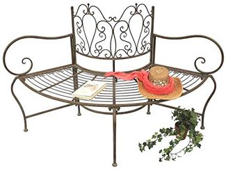 DanDiBo Baumbank Metall wetterfest Braun 135 cm 3-Sitzer halbrund JC112287 Gartenbank Rundbank
