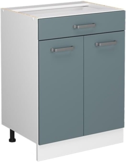 Küchenunterschrank R-Line Blau-Grau 60 cm mit Schublade, AP Eiche Vicco