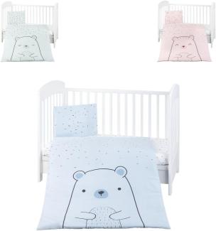 Kikkaboo Kinderbettwäsche Bär 3-teilig Decke 135 x 95 cm Kissen 45 x 35 cm Laken blau