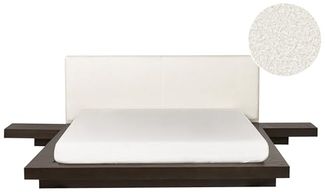 Bett mit Lattenrost ZEN 160 x 200 cm Kunstleder Dunkler Holzfarbton