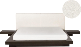 Bett mit Lattenrost ZEN 160 x 200 cm Kunstleder Dunkler Holzfarbton