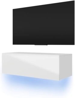 Selsey Skylara – TV-Lowboard Fernsehschrank in Weiß mit Hochglanzfronten und LED RGB Hängend 100cm
