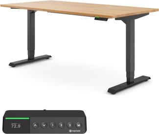 Desktopia Pro X - Elektrisch höhenverstellbarer Schreibtisch / Ergonomischer Tisch mit Memory-Funktion, Eiche Echtholz, Gestell Schwarz, 160x80 cm