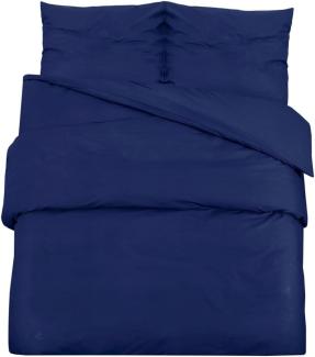 vidaXL Bettwäsche-Set Marineblau 200x220 cm Leichte Mikrofaser 136009