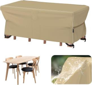 Velway Gartenmöbel Abdeckung Wasserdicht 170 x 95 x 74 cm - Winddicht Schutzhülle mit Reflektierender Streifen 600D Oxford Möbelsets Abdeckung Staubfest Abdeckhauben für Gartentisch Sitzgruppe Khaki