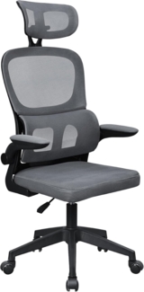 Mars Gaming MGC-ERGOPRO, Professioneller Ergonomischer Stuhl, Aktive Lordosenstütze, Atmungsaktives Netz, Höhenverstellbar 120-130cm, Klappbare Armlehnen, Verstellbare Kopfstütze, Bürostuhl, Grau