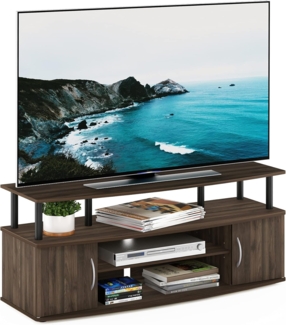 Furinno JAYA Großer TV-Schrank für bis zu 50-Zoll-TV mit 2 schließbaren Fächern, Braun, 40. 31x119. 9x49. 61 cm