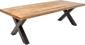 riess-ambiente Esstisch IRON CRAFT 200cm natur / schwarz · bis 8 Personen (Einzelartikel, 1-St), Massivholz · Metall · X-Gestell · Mangoholz · Industrial Design