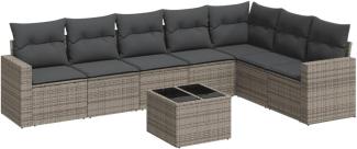 vidaXL 8-tlg. Garten-Sofagarnitur mit Kissen Grau Poly Rattan 3219050