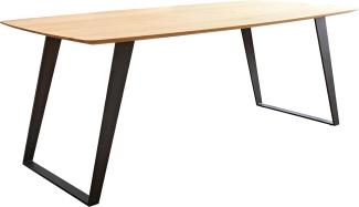 Esstisch Edge Boot 200x100x2,5-3 Eiche Natur Metall Schräg Schwarz Schweizer Kante