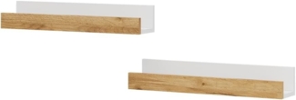 Wandregal Tomy Weiß/Goldkraft Eiche 60 x 10 cm 2er Set Vicco