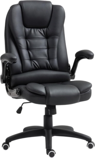 HOMCOM Bürostuhl Ergonomisch Chefsessel mit Wippfunktion, Hochklappbare Armlehne (Schreibtischstuhl, 1 St), für Home-Office, Kunstleder, Schwarz